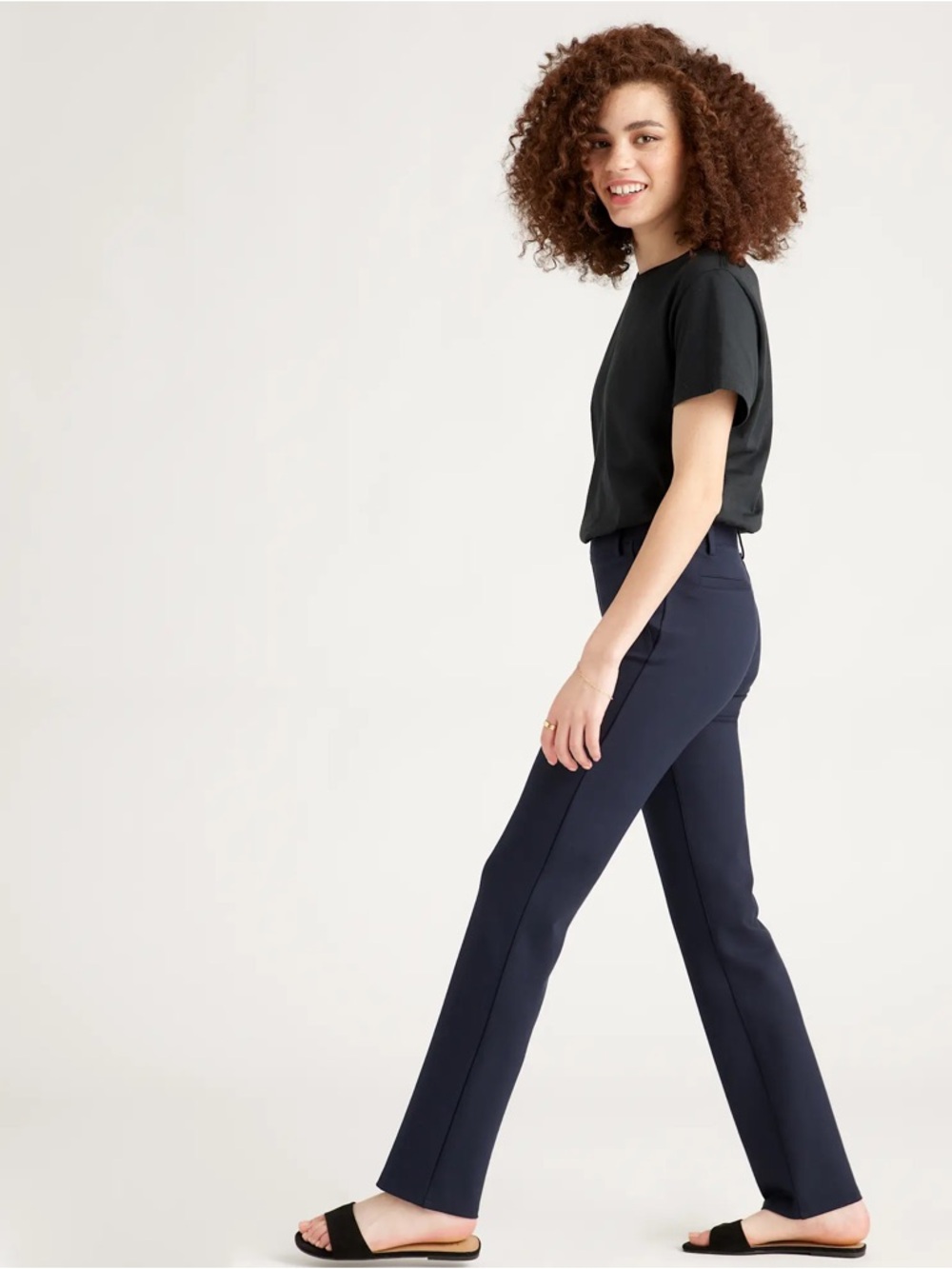 Quince Navy Ultra-Stretch Straight-Leg Ponte Pants - Picture 3 of 15